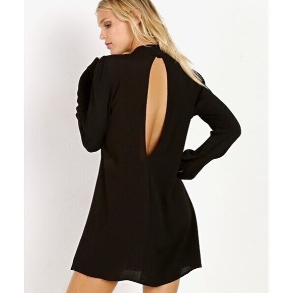 Flynn Skye Leah Mini Dress Size Small Black‎ w/ Crème Polka Dot Spotted Keyhole - Picture 11 of 12